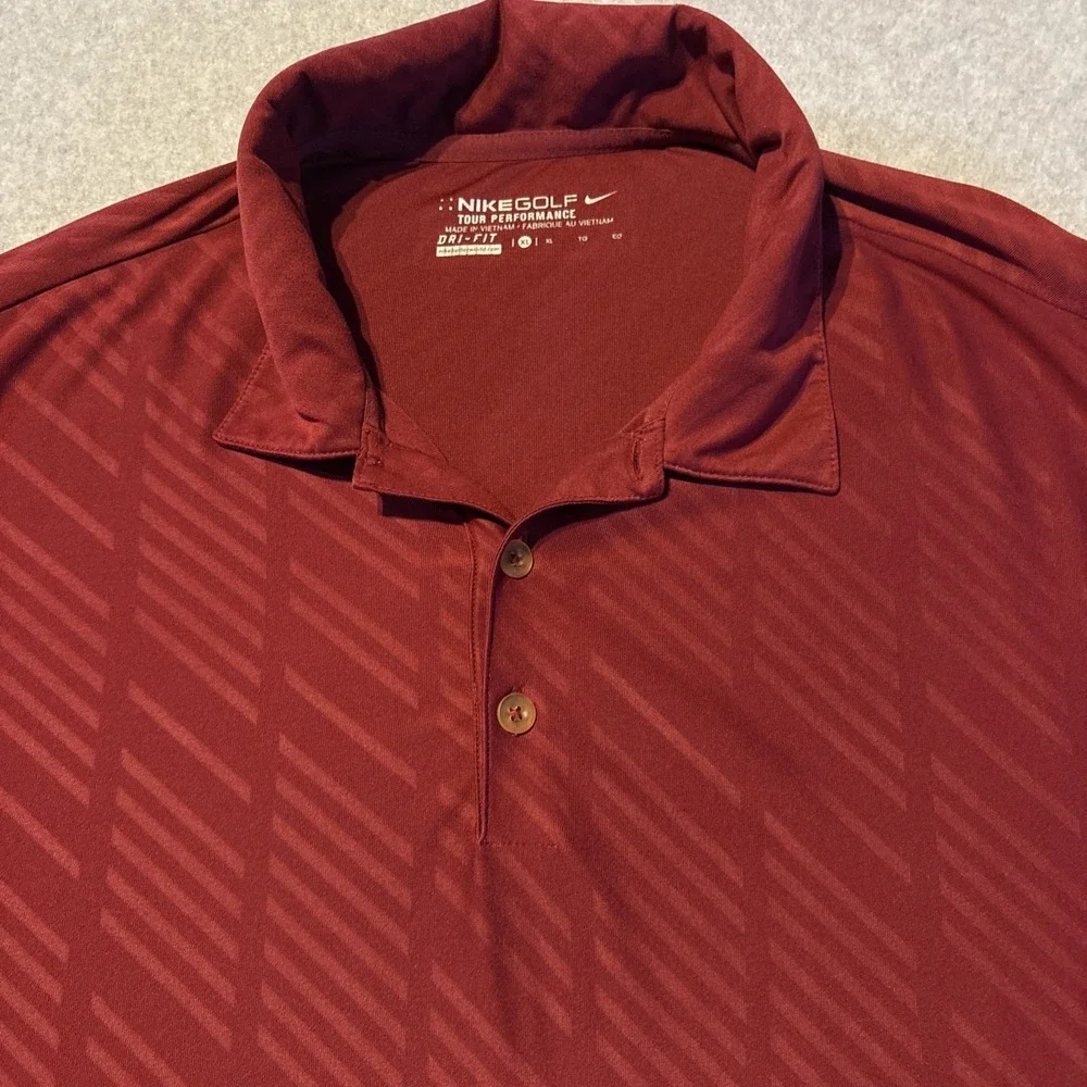 NIKE GOLF Men's Polo Tour Performance Dri Fit‎ Sz XL Red Very Good Cond.